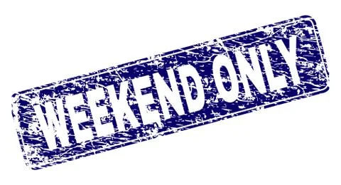 Grunge WEEKEND ONLY Framed Rounded Rectangle Stamp Stock Illustration