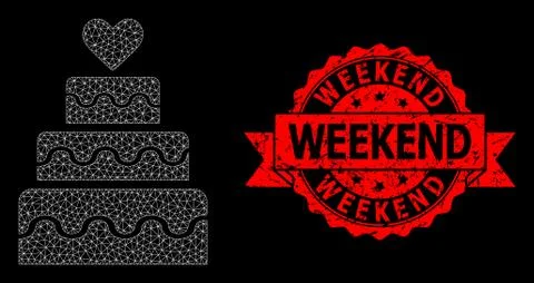 Grunge Weekend Stamp and Web Net Marriage Cake Stock Illustration