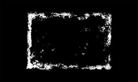 Grunge white frame with scratched rough edges, vector overlay dirty paintbrush Stock Illustration
