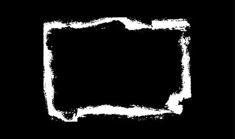 Grunge white frame, vector overlay paintbrush strokes rectangle border scratched Illustrazione stock