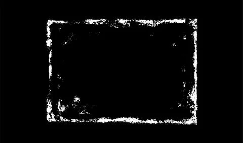 Grunge white frame, vector overlay dirty paintbrush strokes rectangle border Illustrazione stock
