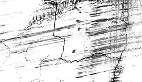 Grunge white scratch pattern. Monochrome particles abstract texture. Design e Stock Illustration