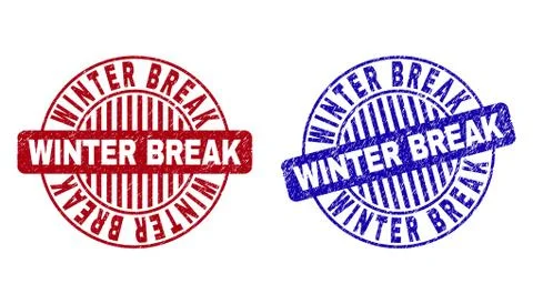 Grunge WINTER BREAK Textured Round Stamp Seals Stock Illustration