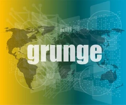 Grunge words on digital touch screen interface Stock Illustration
