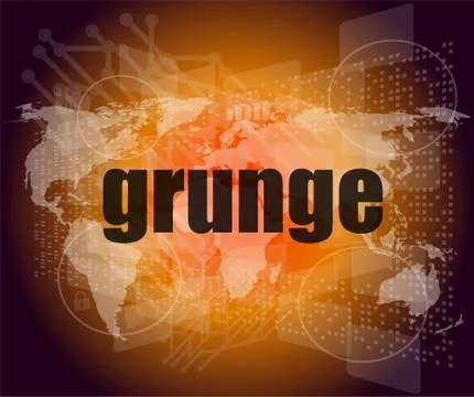 Grunge words on digital touch screen interface Stock Illustration