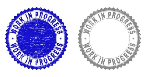 Grunge WORK IN PROGRESS Textured Stamp Seals 스톡 일러스트