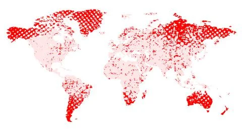 Grunge world map with cracks and scuffs, design flat style vector illustration Stock Illustration