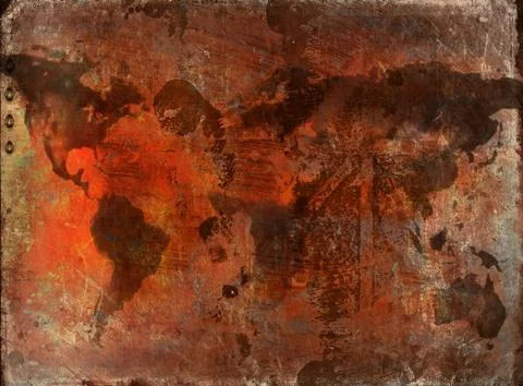 Grunge world map Stock Illustration