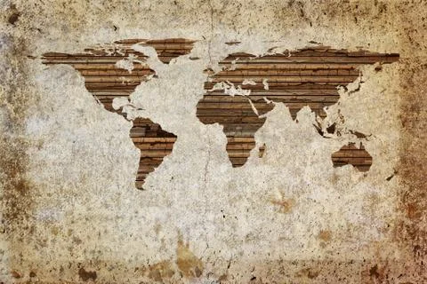 Grunge world map Stock Photos