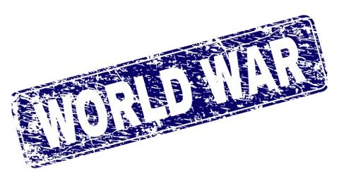 Grunge WORLD WAR Framed Rounded Rectangle Stamp Stock Illustration