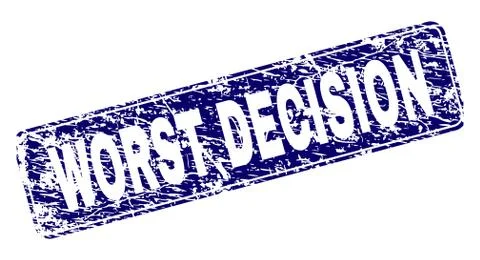 Grunge WORST DECISION Framed Rounded Rectangle Stamp 스톡 일러스트