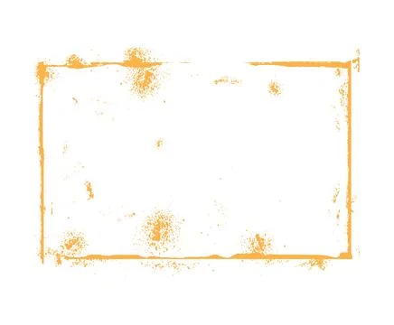 Grunge yellow frame, vector messy paintbrush strokes rectangle border ink or Stock Illustration