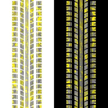 Grunge yellow tire tracks set Stock Illustration