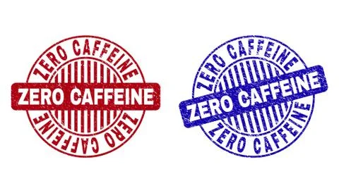 Grunge ZERO CAFFEINE Scratched Round Stamps Ilustração Stock