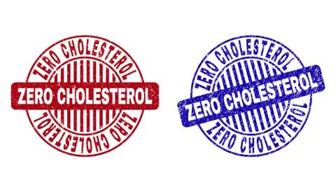 Grunge ZERO CHOLESTEROL Scratched Round Stamp Seals Ilustração Stock