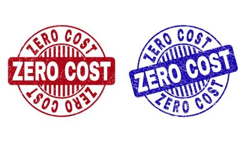 Grunge ZERO COST Scratched Round Watermarks Ilustração Stock