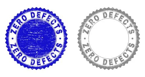 Grunge ZERO DEFECTS Scratched Stamps Ilustração Stock
