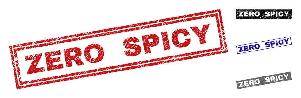 Grunge ZERO SPICY Textured Rectangle Stamps 스톡 일러스트