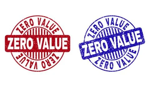 Grunge ZERO VALUE Scratched Round Stamps Illustrazione stock