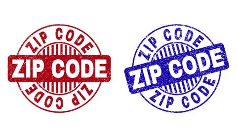 Grunge ZIP CODE Scratched Round Watermarks Illustrazione stock