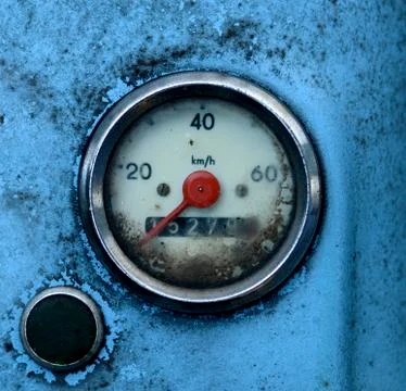 Grungy blue odometer Photos