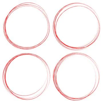 Grungy circle elements. Textured, smeared sketchy circles for highlighting Illustrazione stock