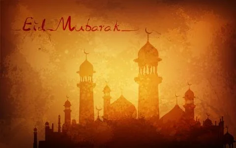Grungy Eid Mubarak Background Stock Illustration