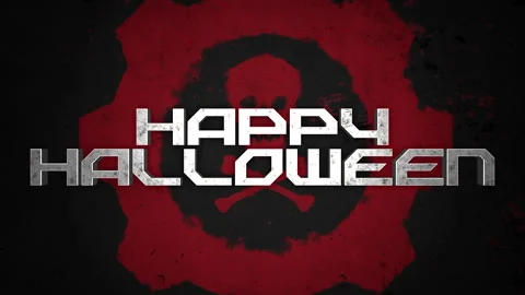 Grungy Happy Halloween Text Accented with a Skull and Toxic Emblem 動画素材 247106853