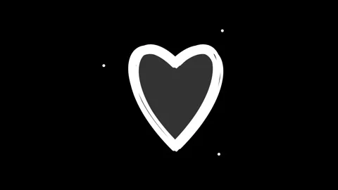 Grungy Heart Shape Hand Drawn Sketch Animation on Black Background Stock Footage 344739663