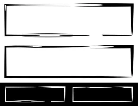 Grungy, irregular frames, borders with painted look over white Illustrazione stock