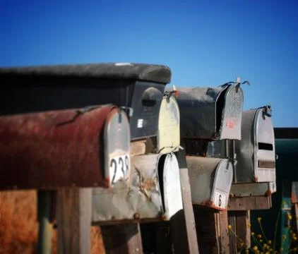 Grungy mailboxes Foto stock