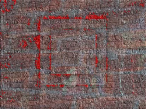 Grungy old brick wall background overlayed with a distressed, red painted s.. Stock Illustration