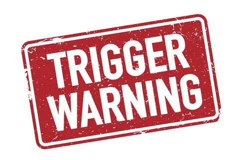 Grungy red TRIGGER WARNING stamp Stock-Illustration