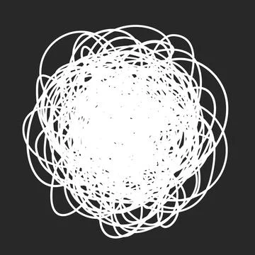 Grungy round scribble circle on black background Stock Illustration