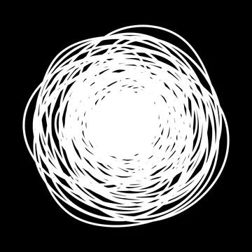 Grungy round scribble circle on black background Stock Illustration