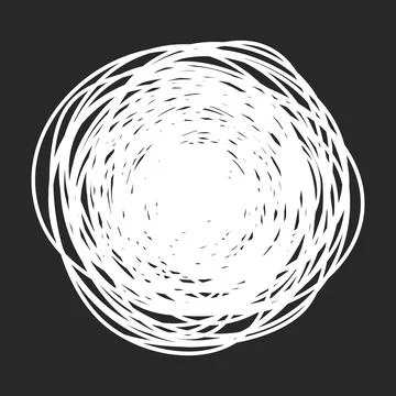 Grungy round scribble circle on black background Stock Illustration