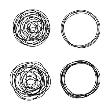 Grungy round scribble circle isolated on white background Stock Illustration