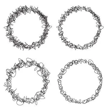 Grungy round scribble circle isolated on white background Stock Illustration