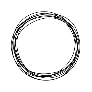 Grungy round scribble circle isolated in white background Stock Illustration