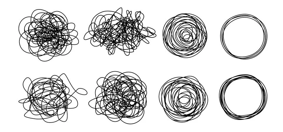 Grungy round scribble circle isolated on white background Stock Illustration
