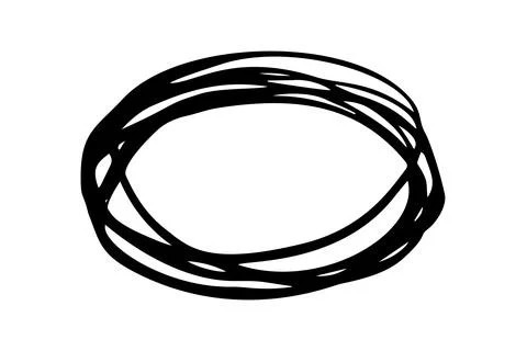 Grungy round scribble oval button isolated on white Stock Illustration