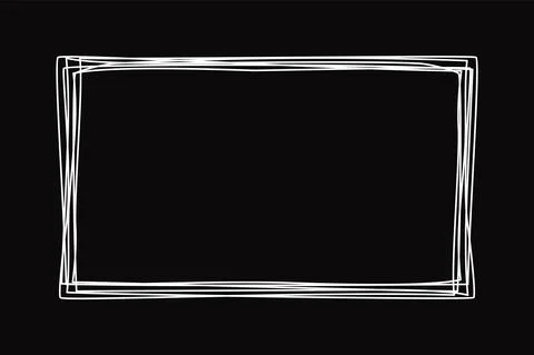 Grungy scribble RECTANGLE hand drawn in chalk board style Stock Illustration