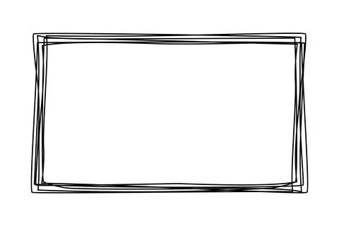 Grungy scribble rectangle isolated on white background Stock Illustration