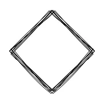 Grungy scribble rhombus isolated on white background Stock Illustration