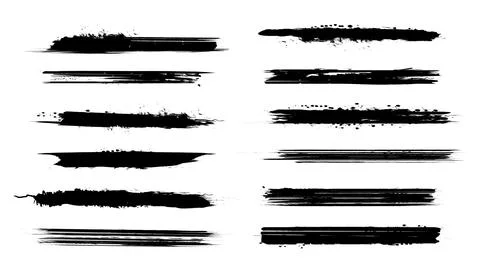 Grungy Vector Paint Brush Stroke Set Stock Illustration