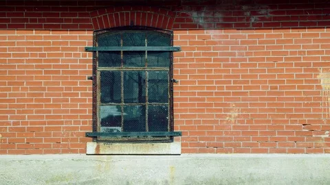 Grungy Window on Brick wall. Stock Footage 75039408
