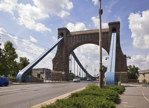 Grunwald bridge over Oder river in Wroclaw. Poland Stock Photos