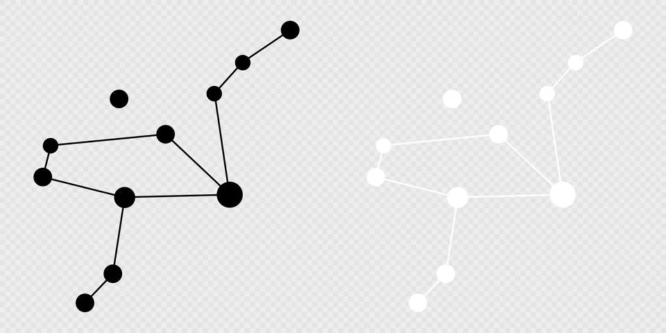 Grus constellation map set. Vector illustration. Stock Illustration