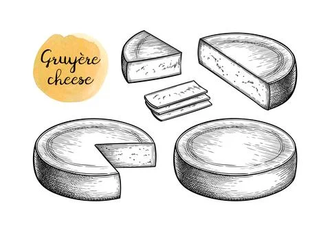 Gruyere cheese set. Stock Illustration