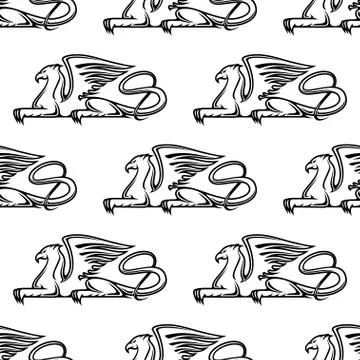 Gryphon seamless pattern Stock Illustration